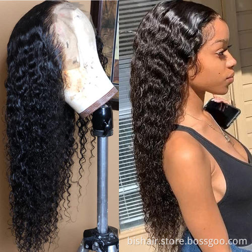 Cheap brazilian virginKinky Curly Front Lace Wig Real Human Hair HD T Part Lace Real Human Hair Wig 180% Density Natural Color